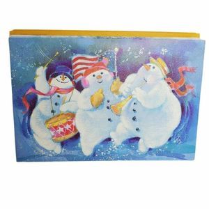Vintage 14 Christmas Cards Snowmen Star Spangled Blue Gold